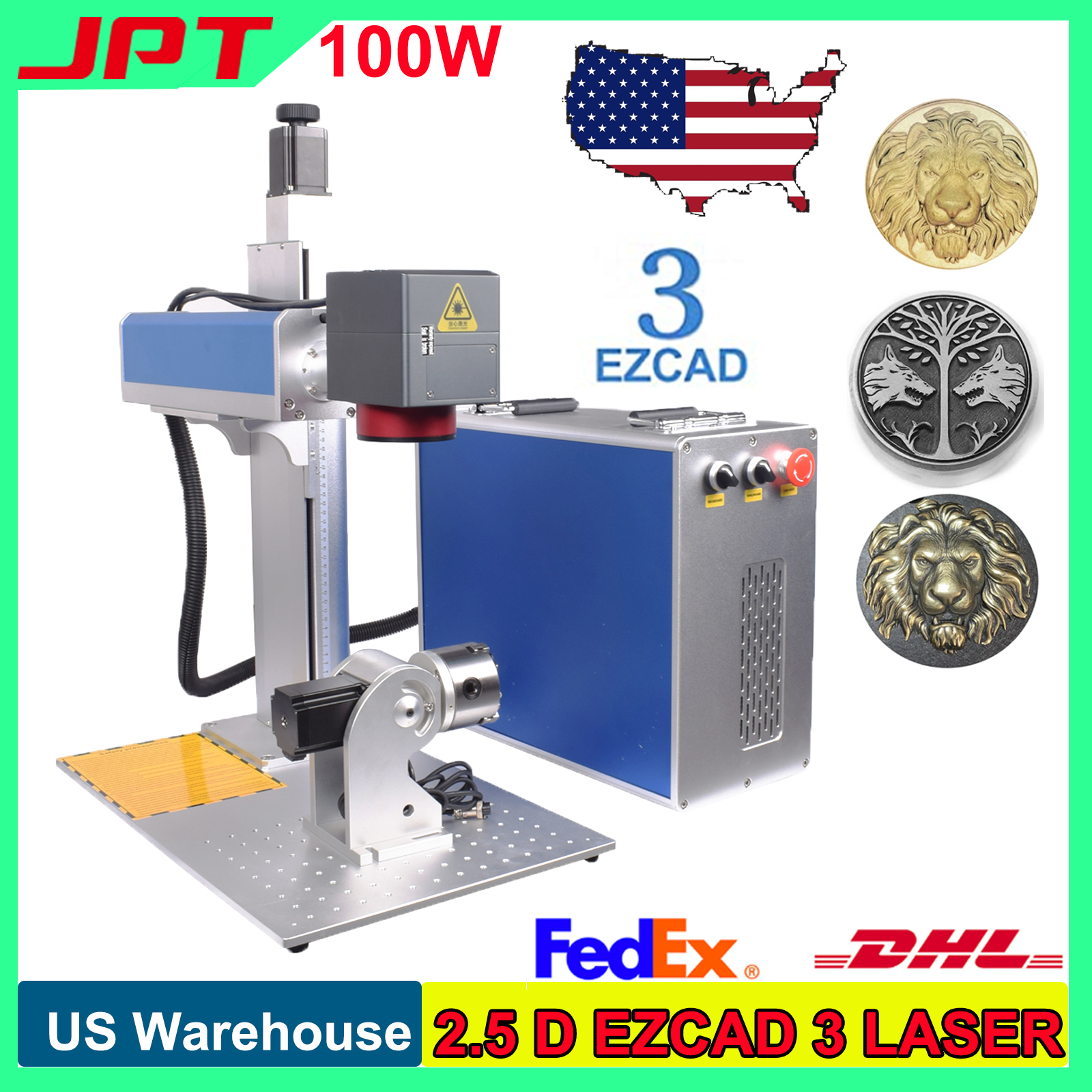 US Stock 100W 2.5D Ezcad3 JPT  - Industrial Laser Marking Machine 评论和价格