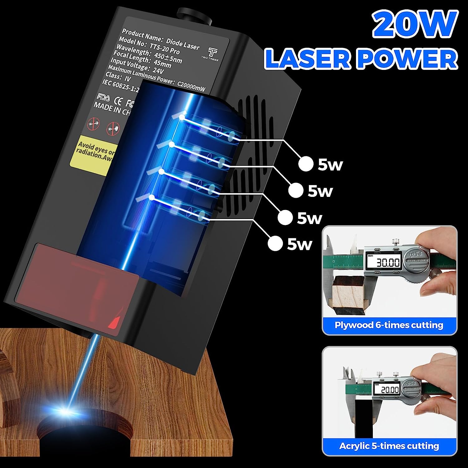 TWOTREES TTS-20 Pro 20W Metal  - Industrial Laser Etching Machine 评论和价格